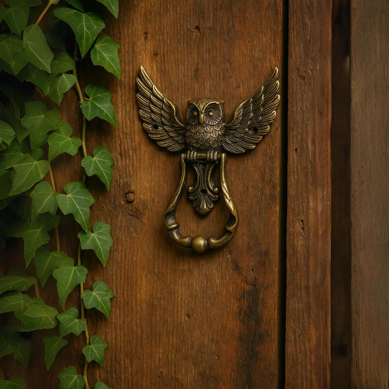REPLICARTZUS Owl Door Knocker – Heavy Duty Iron Door Handle with Antique Finish, 5.5" x 8" Vintage Front Door Knocker for Garden, Wooden House, Farmhouse & Home Décor - Image 5